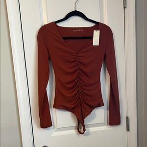 Abercrombie & Fitch Rust Long Sleeve Bodysuit